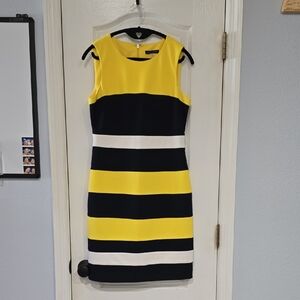Tommy Hilfiger Yellow and Black Striped Mini Dress